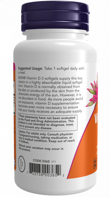 Now Vitamin D-3 1,000 IU, 180Caps