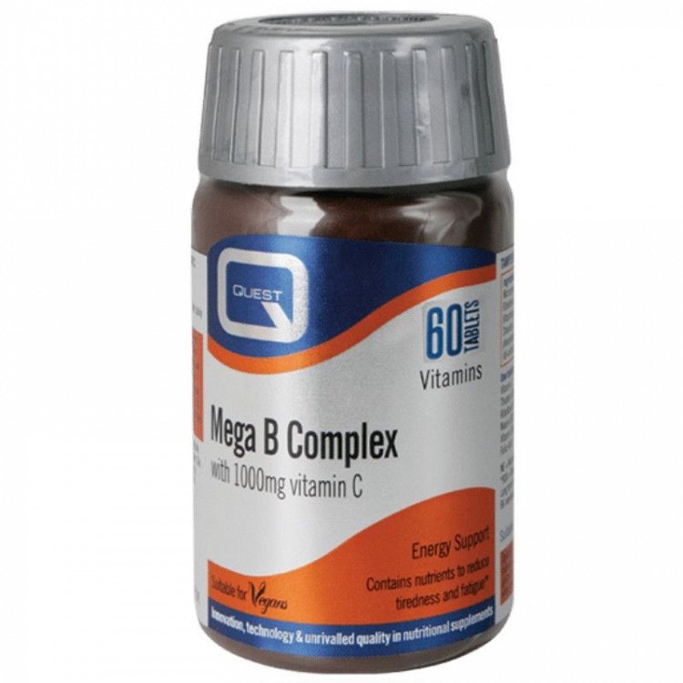 Quest Vitamins Mega B Complex (B-complex 50mg+C 1000mg) 60 tabs