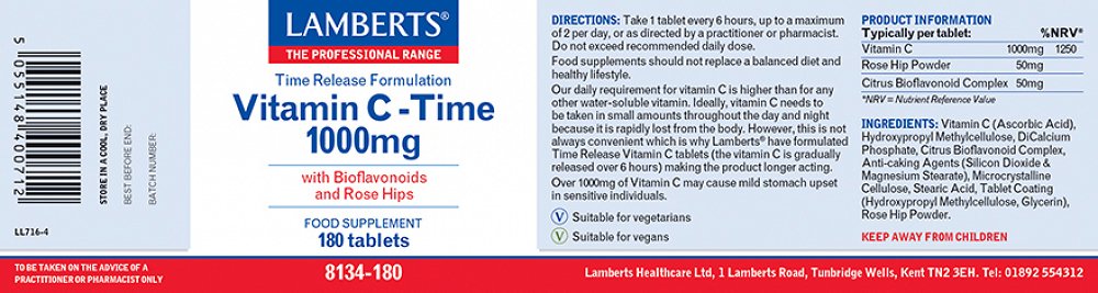 Lamberts Vitamin C 1000mg Time Released 30tabs