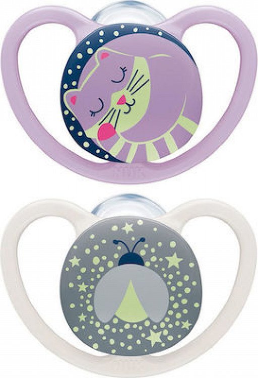 Nuk Pacifier Space NighSilicone Size 3 (18 months old) 2pc