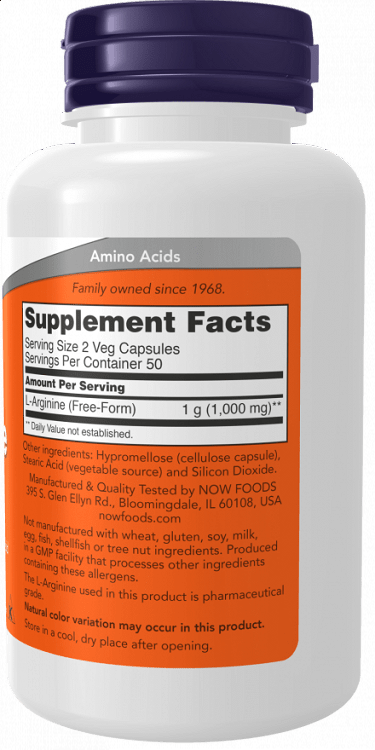 Now L-Arginine 500 mg, 100Caps