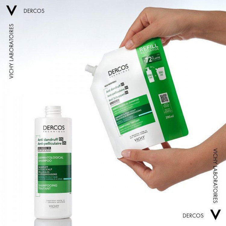 Vichy Dercos Anti-Dandruff Ds Refill Shampoo Οily Hair 390ml
