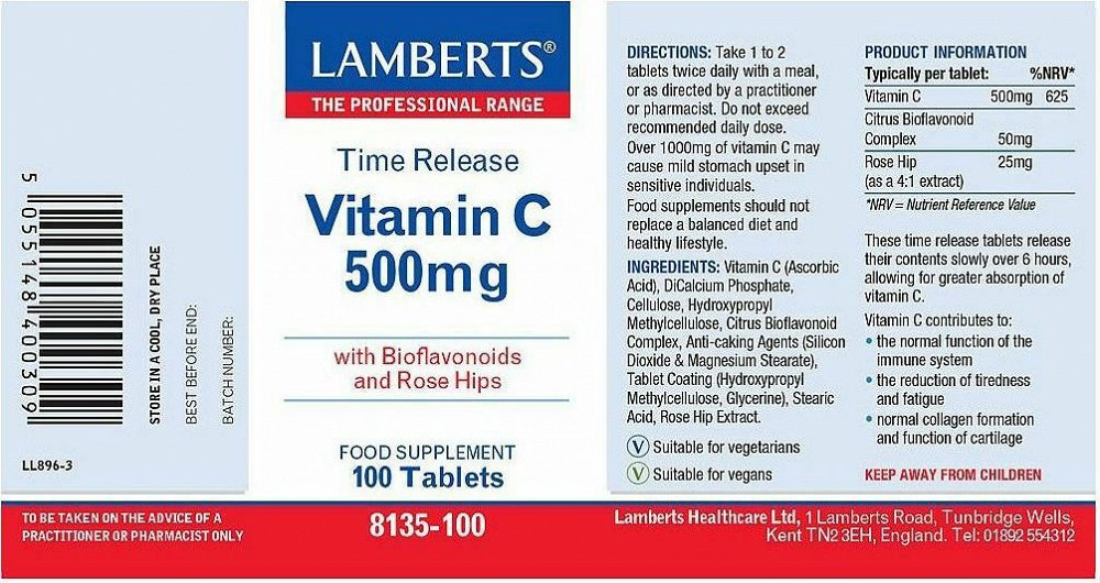 Lamberts Vitamin C-Time 500mg 250tabs