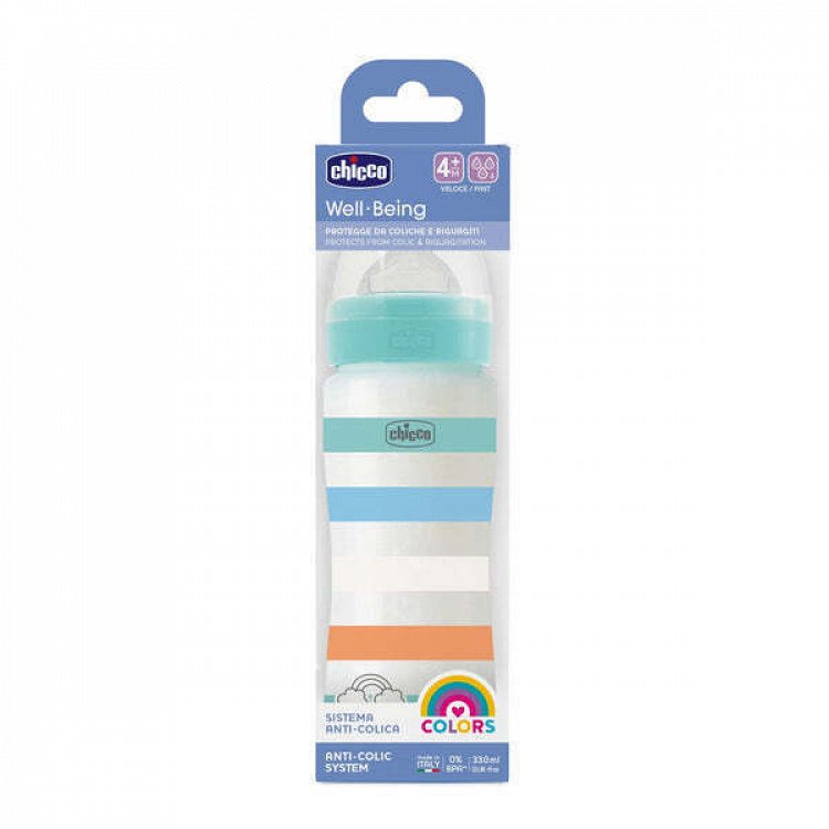Chicco Well Being Plastic Bottle, Silicone Nipple 330ml