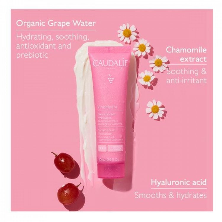 Caudalie Vinohydra Moisturizing Face Cream with Hyaluronic Acid for Sensitive Skin 60ml