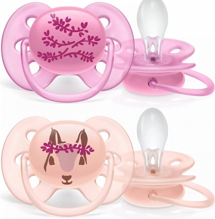 Avent Scf080/08 Orthodontic Silicone Pacifier With Animal, 6-18 months 2pcs