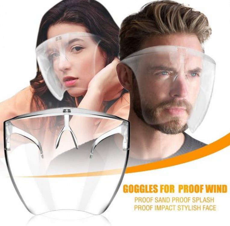Face Mouth Shields with Glasses Design All-Round Protection Cap with Clear Wide Visor Anti-Fog Lens, for Men Women,Lightweight Transparent Shield with Glasses for Work