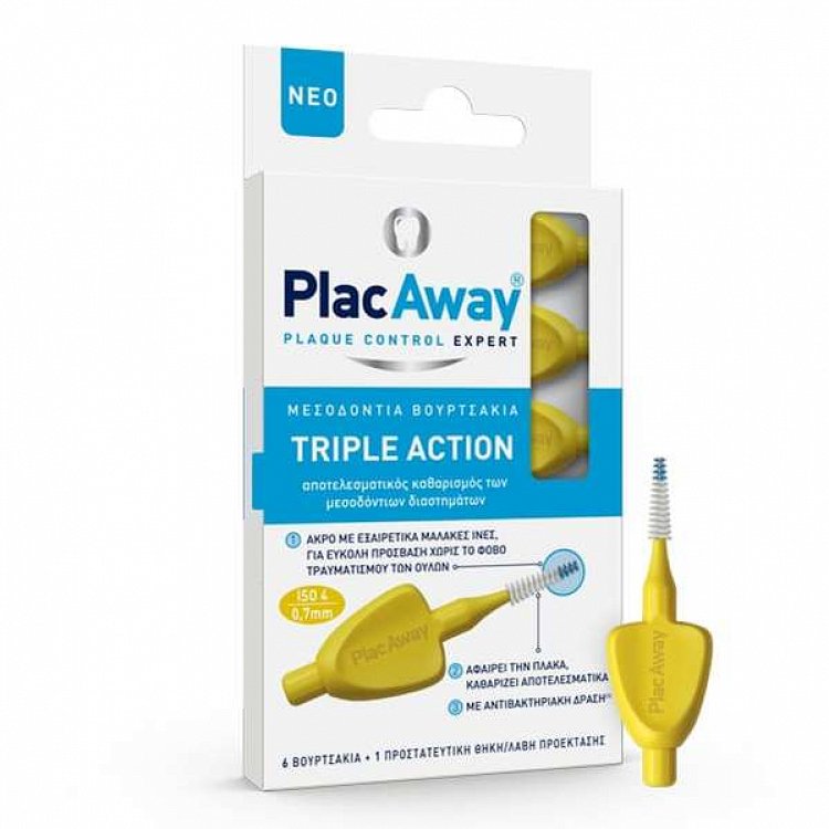 PlacAway Triple Action Interdental Brushes Yellow 