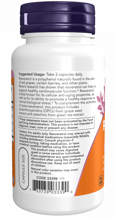 Now Natural Resveratrol, 60V.Caps