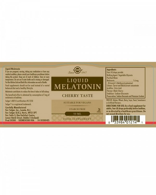 Solgar Melatonin 1.6mg Liquid 59.1ml
