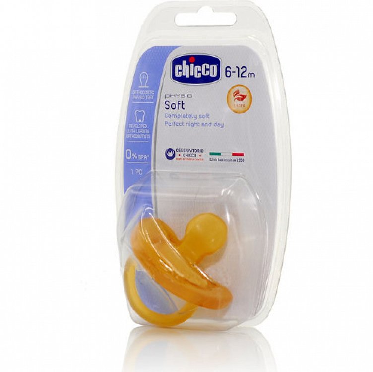 Chicco Whole Rubber Pacifier, Physio Soft 6-12m