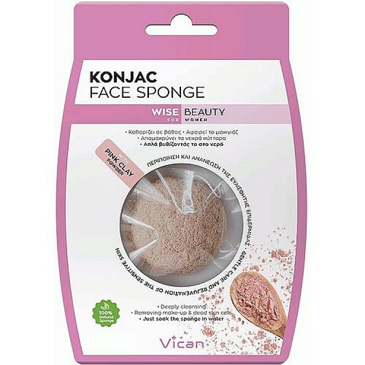 Vican Wise Beauty Konjac Face Sponge With Pinc Clay Powder 1Pcs