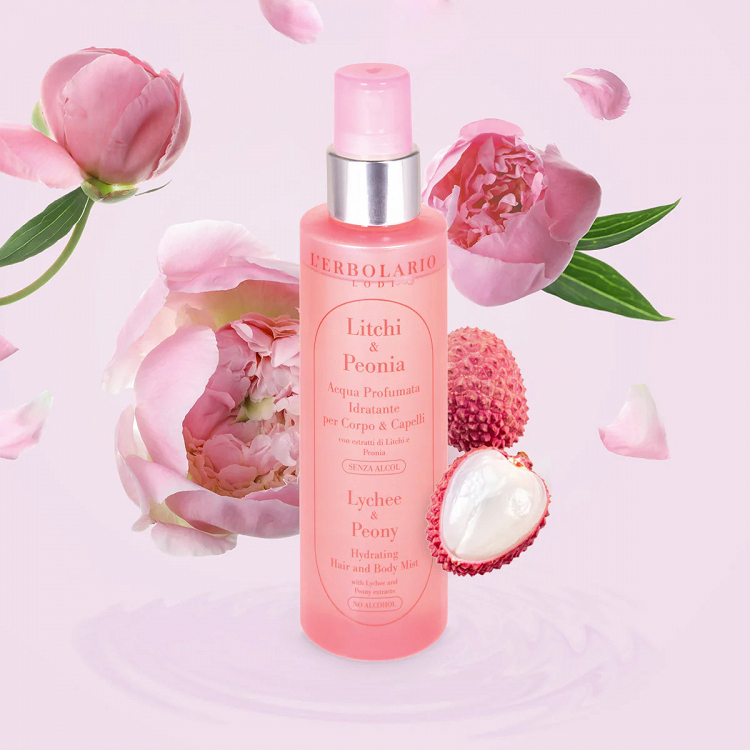 L 'erbolario hydrating Hair Body Mist Lychee & Peony 150ml
