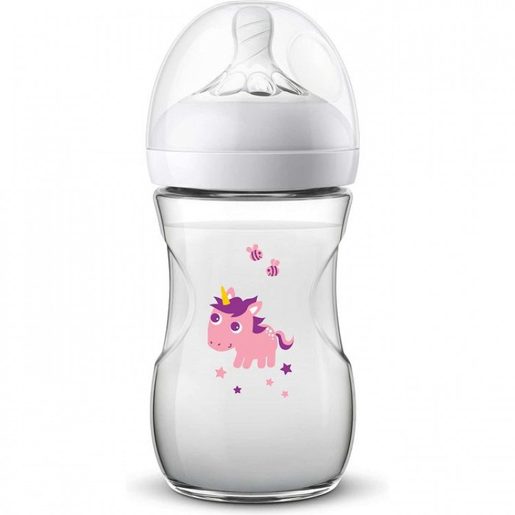 Avent Natural SCF070/25 Silicone Nipple Polypropylene Bottle - Unicorn, 260ml