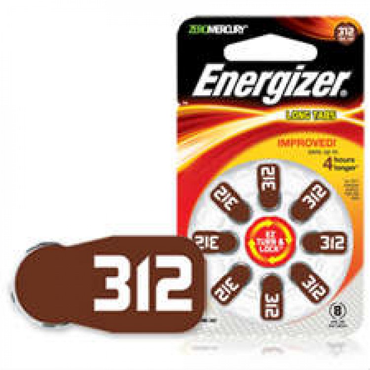 Energizer Hearing Aid Batteries "312" 8pcs
