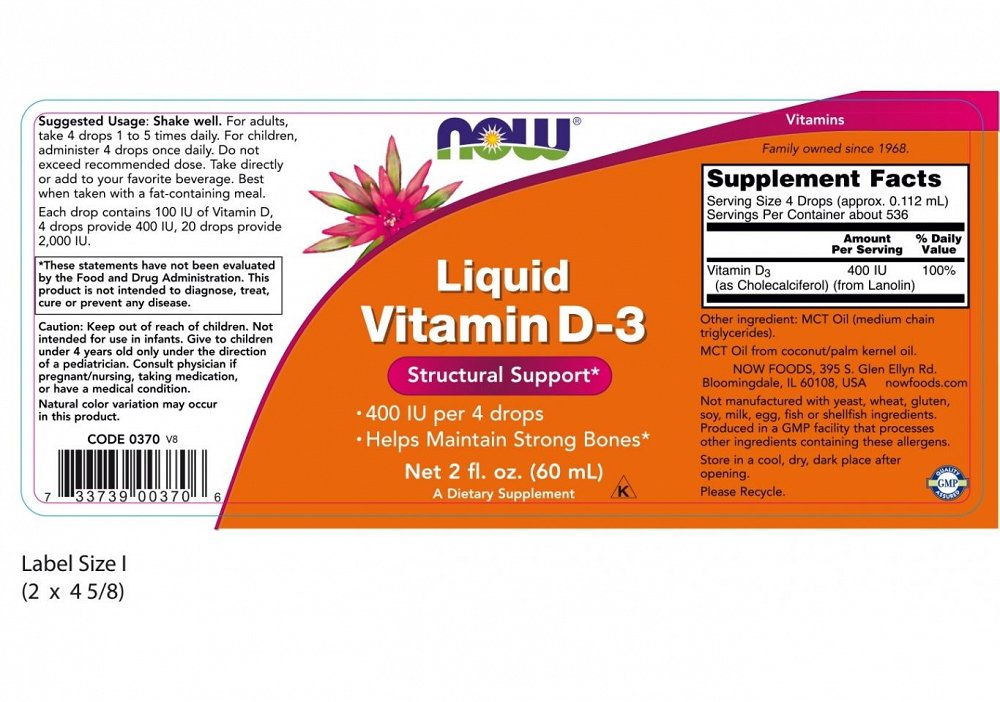 Now Vitamin D-3 Liquid, 59ml