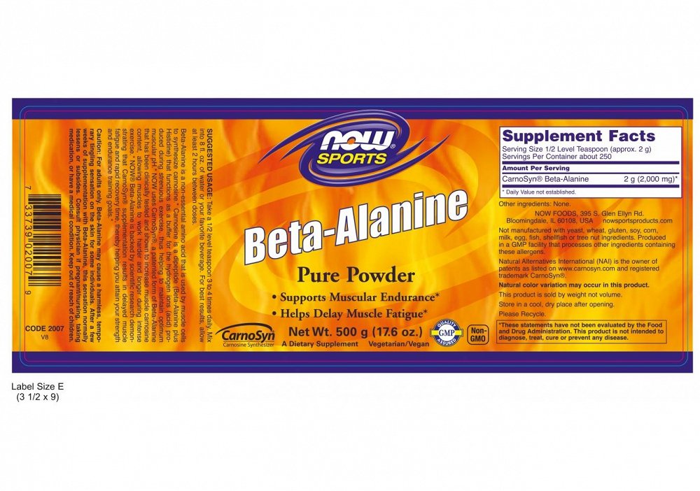 Now Beta-Alanine Powder, 500g