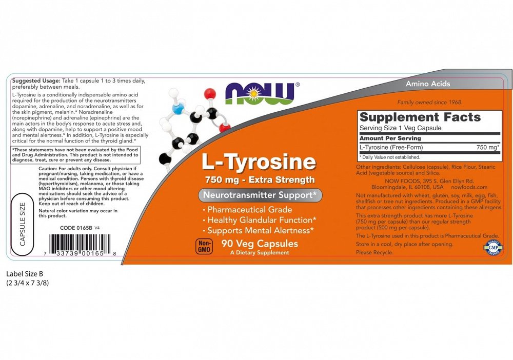 Nowfoods L-TYROSINE 750mg 90 Caps