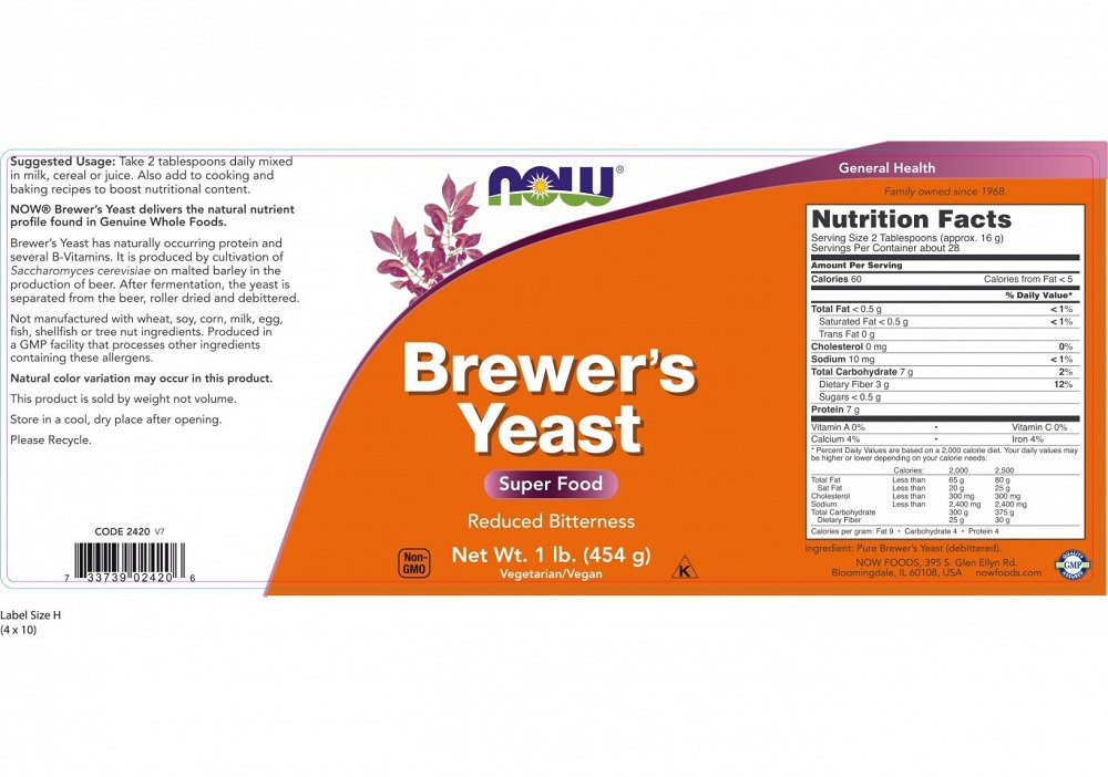 Now Brewer's Yeast Debittered, 1LB (454gr)