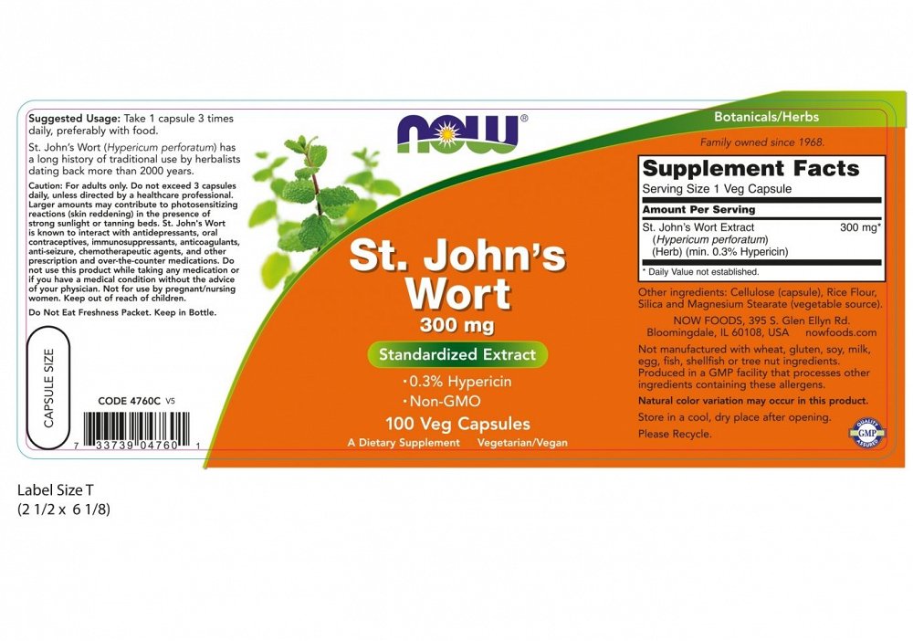 Nowfoods ST. JOHN''S WORT 300mg 100 CAPS Treatment stress situations