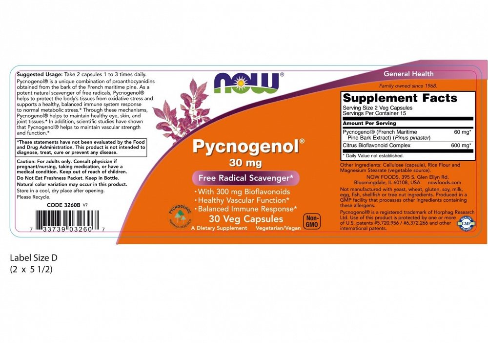 Now Pycnogenol 30 mg, 60Caps