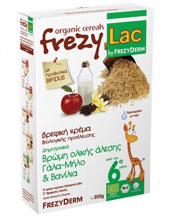 FREZYLAC BIO CEREAL Whole Grain Oat Milk & Vanilla & Apple Cream for babies