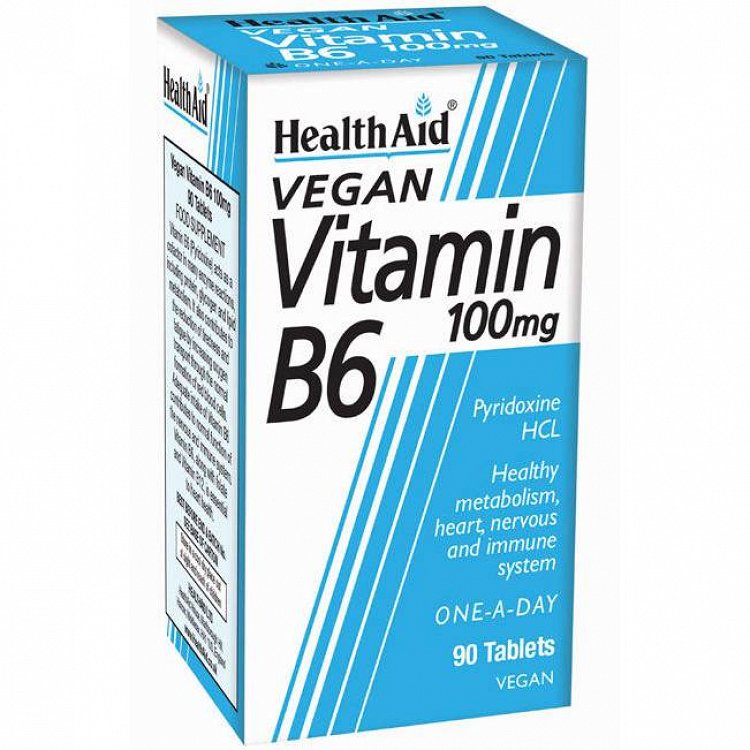 Health Aid Vitamin B6 (Pyridoxine HCl) 100mg 90tabs