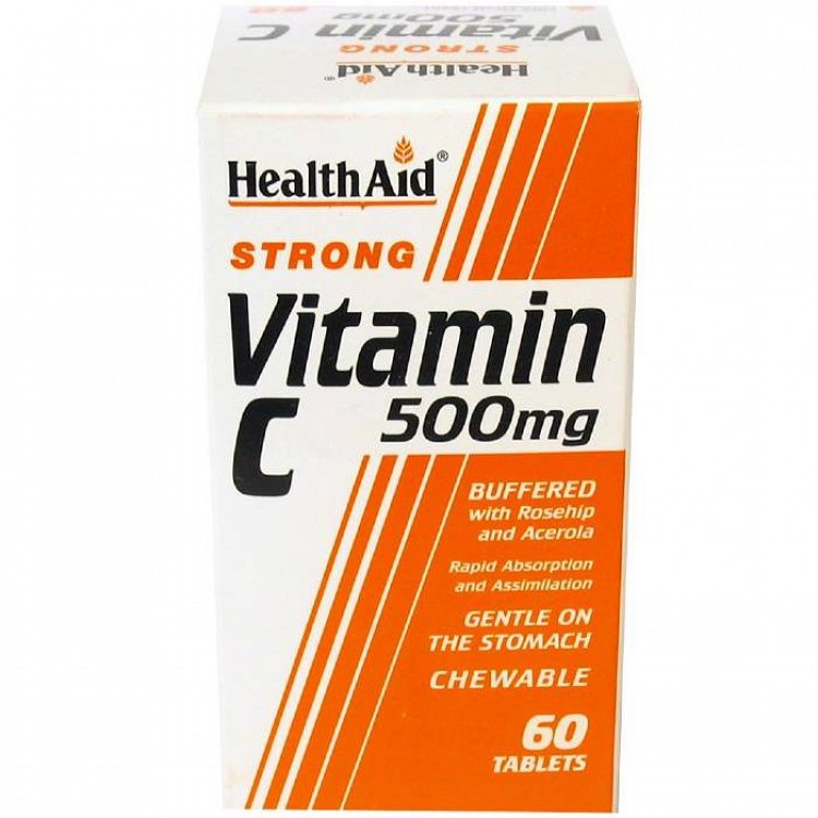 Health Aid Vitamin C Chewable 500mg with Rosehip & Acerola 60Tabs