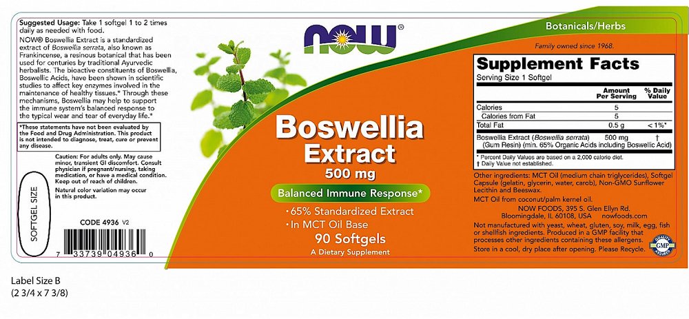 Now Foods Boswellia Extract 500mg 90 softgels