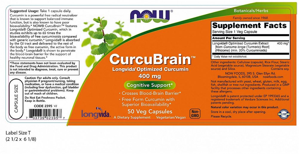 Now CurcuBrain 400mg, 50 V.Caps