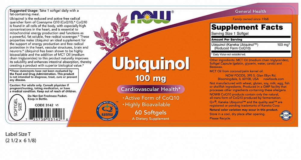 Now Foods Ubiquinol 100mg, 60 Caps