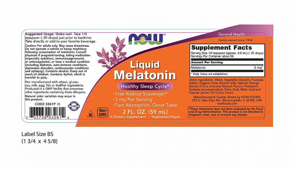 Now Liquid Melatonin 3 mg, 60ml
