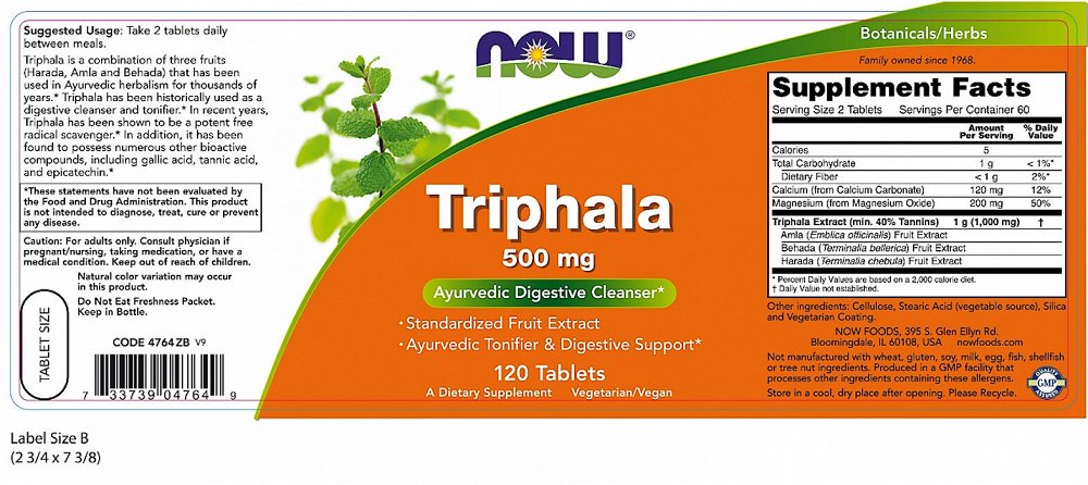 Now Triphala 500mg, 120Tabs