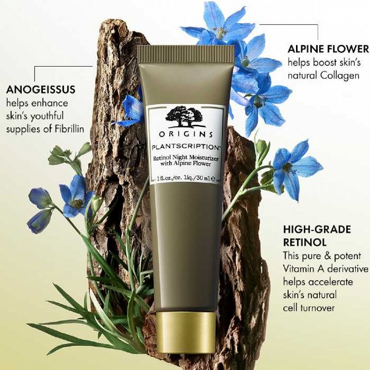 Origins Plantscription Retinol Night Moisturizer with Alpine Flower, 30ml