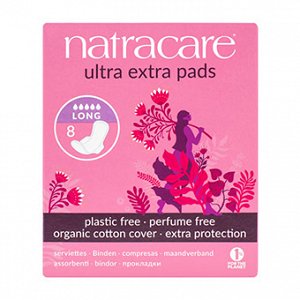 Natracare ultra pads with wings for a very long flow 8 pieces
