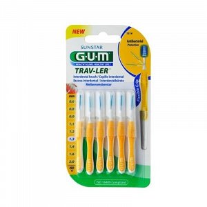 GUM 1514 TRAV-LER 1,3MMX6 Tapered x10w/caps interdental brushes