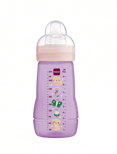 Mam Plastic Bottle Easy Active Anti-Colic with Silicone Nipple 270ml for 2+ Months Pink