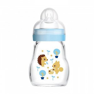 Mam Glass Bottle Feel Good Anti-Colic with Silicone Nipple for 0+ Months Blue 170ml
