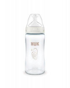 Nuk First Choice + Glass Feeding Bottle Silicone Nipple M1 240ml