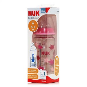 Nuk First Choice + Glass Feeding Bottle Silicone Nipple M1 240ml