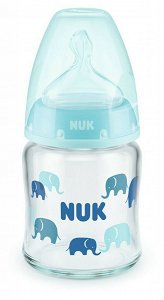 Nuk First Choice + Glass Feeding Bottle Silicone Nipple M1 120ml