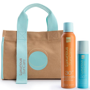 InterMed Luxurious Sun Care Set: Antioxidant Sunscreen Invisible Spray for Face & Body SPF30 & Luxurious Probiotics Suncare SPF30
