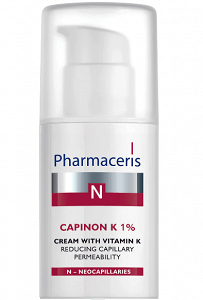 Pharmaceris N Capinon K 1%, Cream with Vitamin K, Cream for Sensitive Skin, Reduces Redness, Skin Moisturiser, Soothing Cream 30 ml