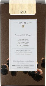 Korres permanent hair dye argan oil advanced colorant blonde 12.0