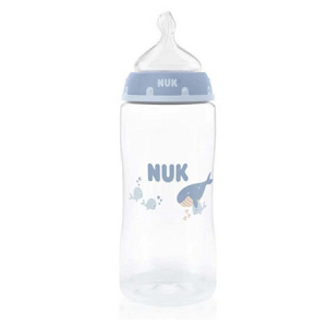 Nuk Plastic Baby Bottle First Choice Anti-Colic with Silicone Teat for 3+ Months Blue Whale 300ml