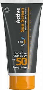 Frezyderm Active Sun Screen 3 in 1 Sensitive Face - Body Spf50+, 150ml