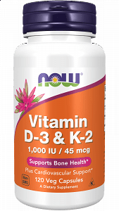 Now Vitamin D-3 & K-2 120V.Caps