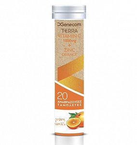 Genecom Terra Vitamin C 1000 mg & Zinc 20 αναβράζοντα δισκία Orange