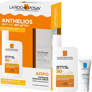 La Roche-Posay Promo Anthelios UVMune 400 Invisible Fluid SPF50+ 50ml & FREE Toleriane Sensitive Protective Moisturiser Cream 15ml