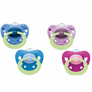 Nuk Orthodontic Silicone Pacifier Signature Night 0-6 with Holder